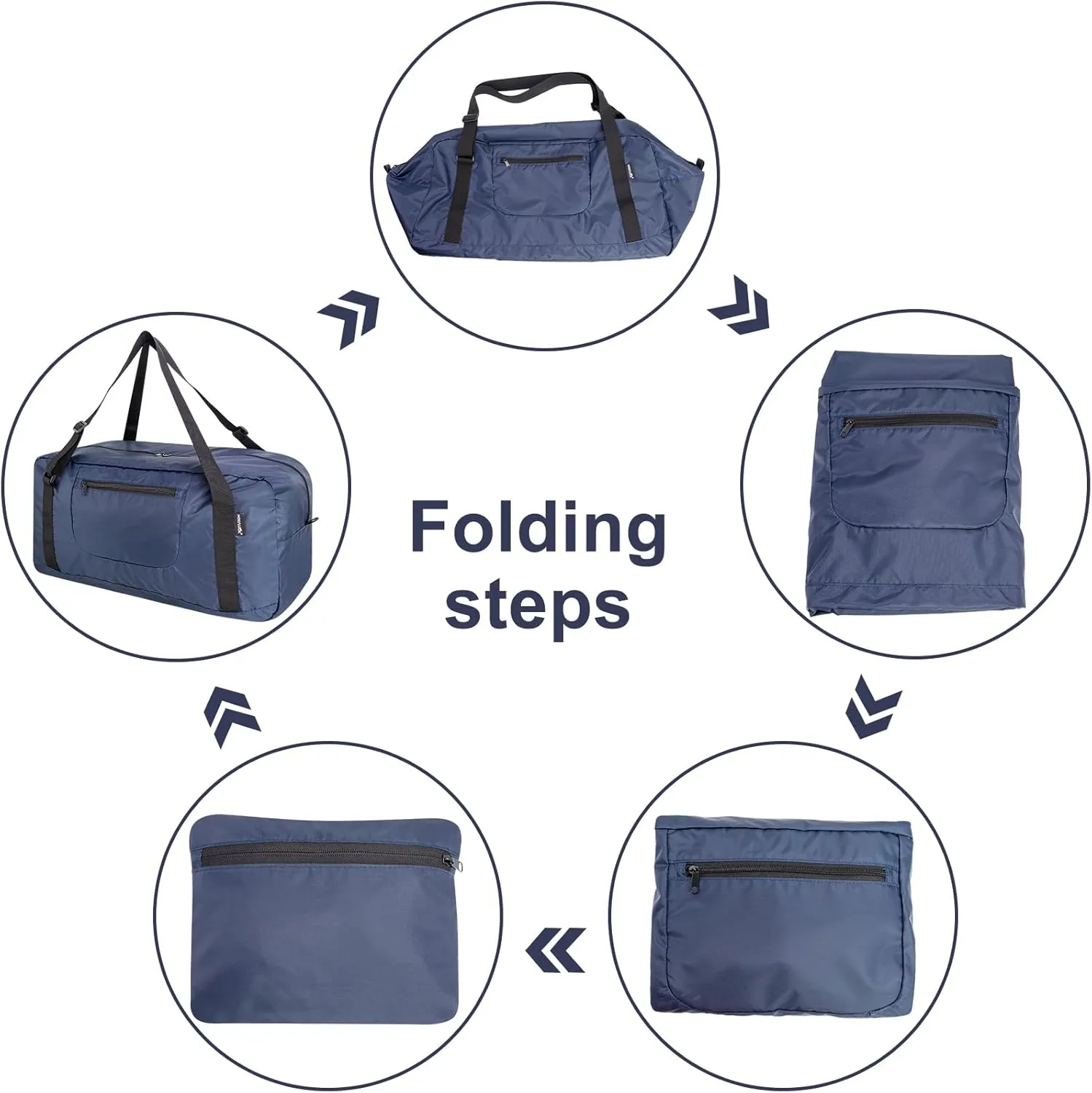 HOLYLUCK Foldable Travel Duffel Bag For Women & Men Luggage Great for Gym -55L, Navy Blue