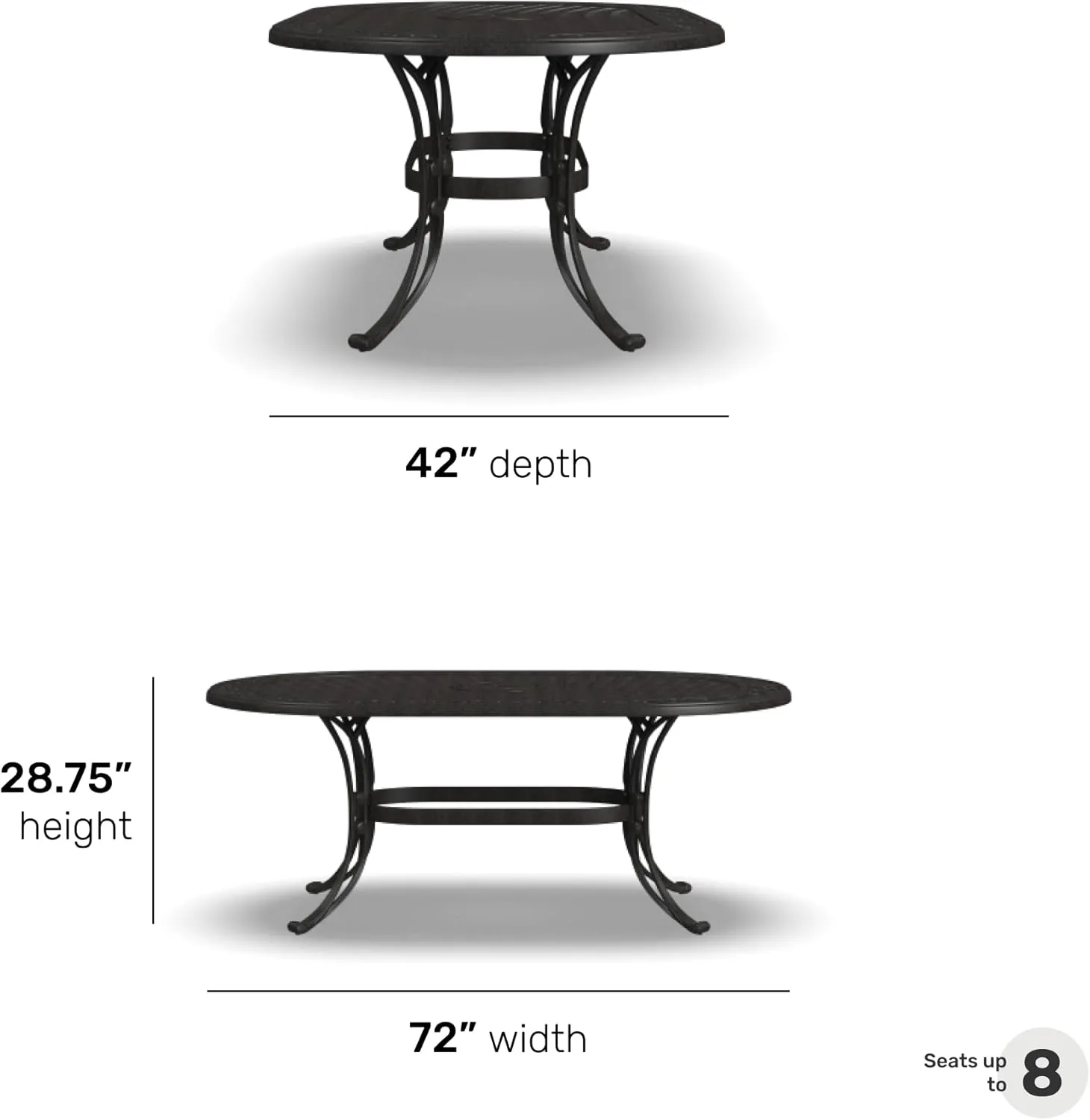 Homestyles Sanibel Black Outdoor Dining Table, Bronze, 72" Table, Sanibel