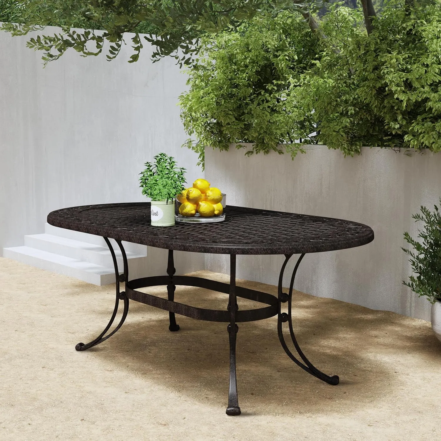 Homestyles Sanibel Black Outdoor Dining Table, Bronze, 72" Table, Sanibel