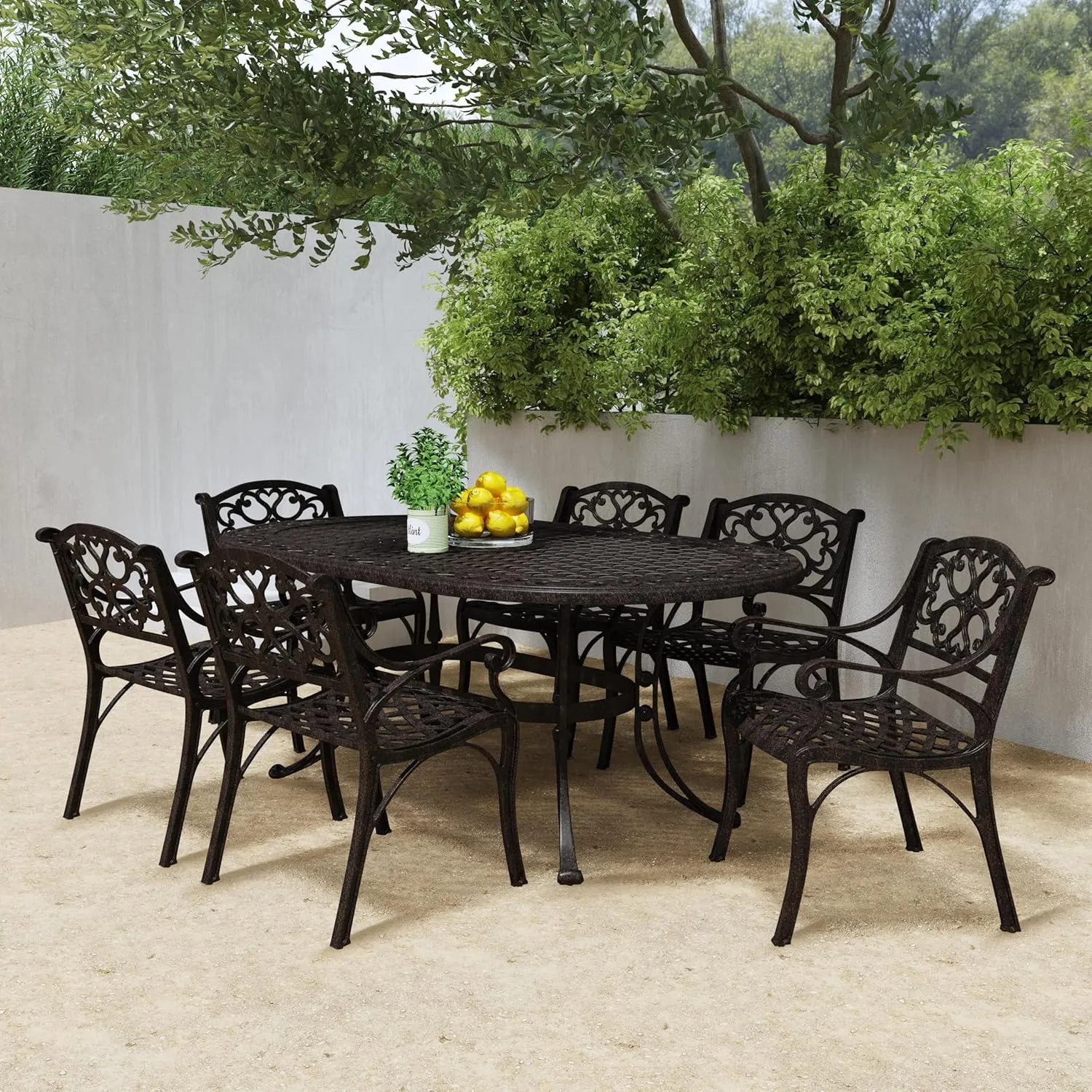 Homestyles Sanibel Black Outdoor Dining Table, Bronze, 72" Table, Sanibel