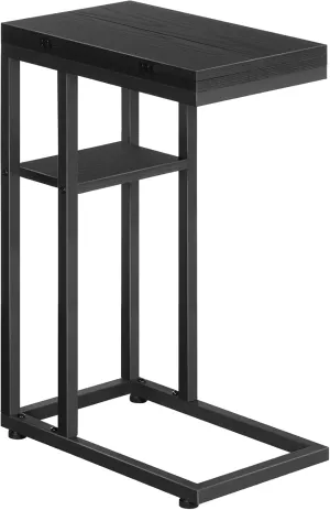 HOOBRO Foldable End Table, C Shaped Side Table with Storage Shelf, Small Snack Table Suitable for Living Room Bedroom Small Spaces, Easy Assembly, Black BK29SF01