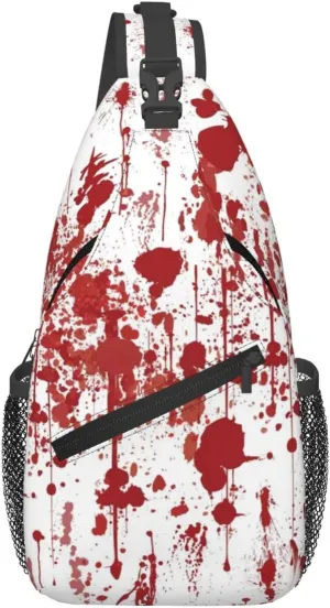 Horror Halloween Sling Backpack,Cute Ghost Pumpkin Crossbody Shoulder Backpack Adjustable Sling Bag for Men Women