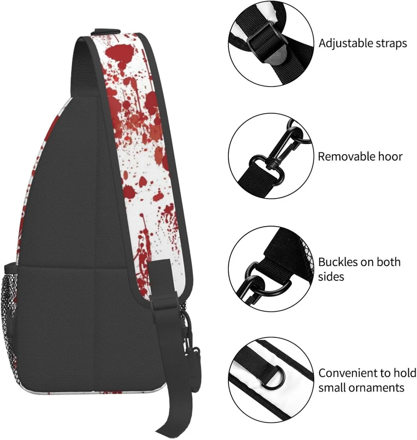 Horror Halloween Sling Backpack,Cute Ghost Pumpkin Crossbody Shoulder Backpack Adjustable Sling Bag for Men Women
