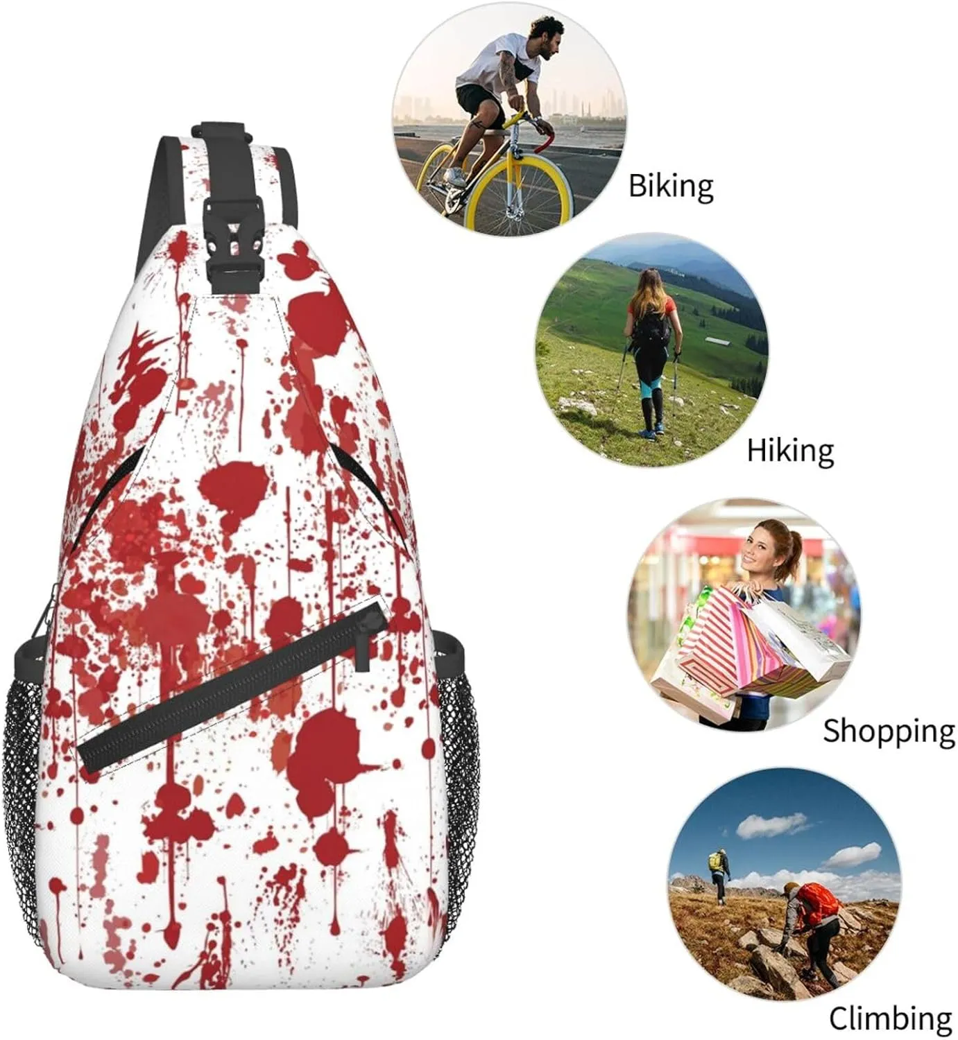 Horror Halloween Sling Backpack,Cute Ghost Pumpkin Crossbody Shoulder Backpack Adjustable Sling Bag for Men Women