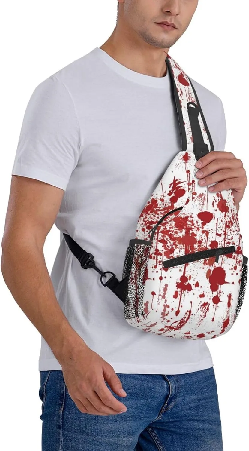 Horror Halloween Sling Backpack,Cute Ghost Pumpkin Crossbody Shoulder Backpack Adjustable Sling Bag for Men Women