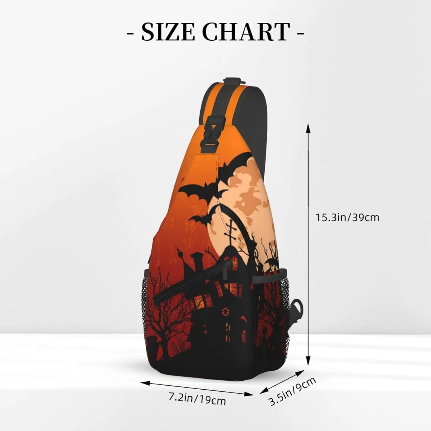 Horror Halloween Sling Backpack,Cute Ghost Pumpkin Crossbody Shoulder Backpack Adjustable Sling Bag for Men Women