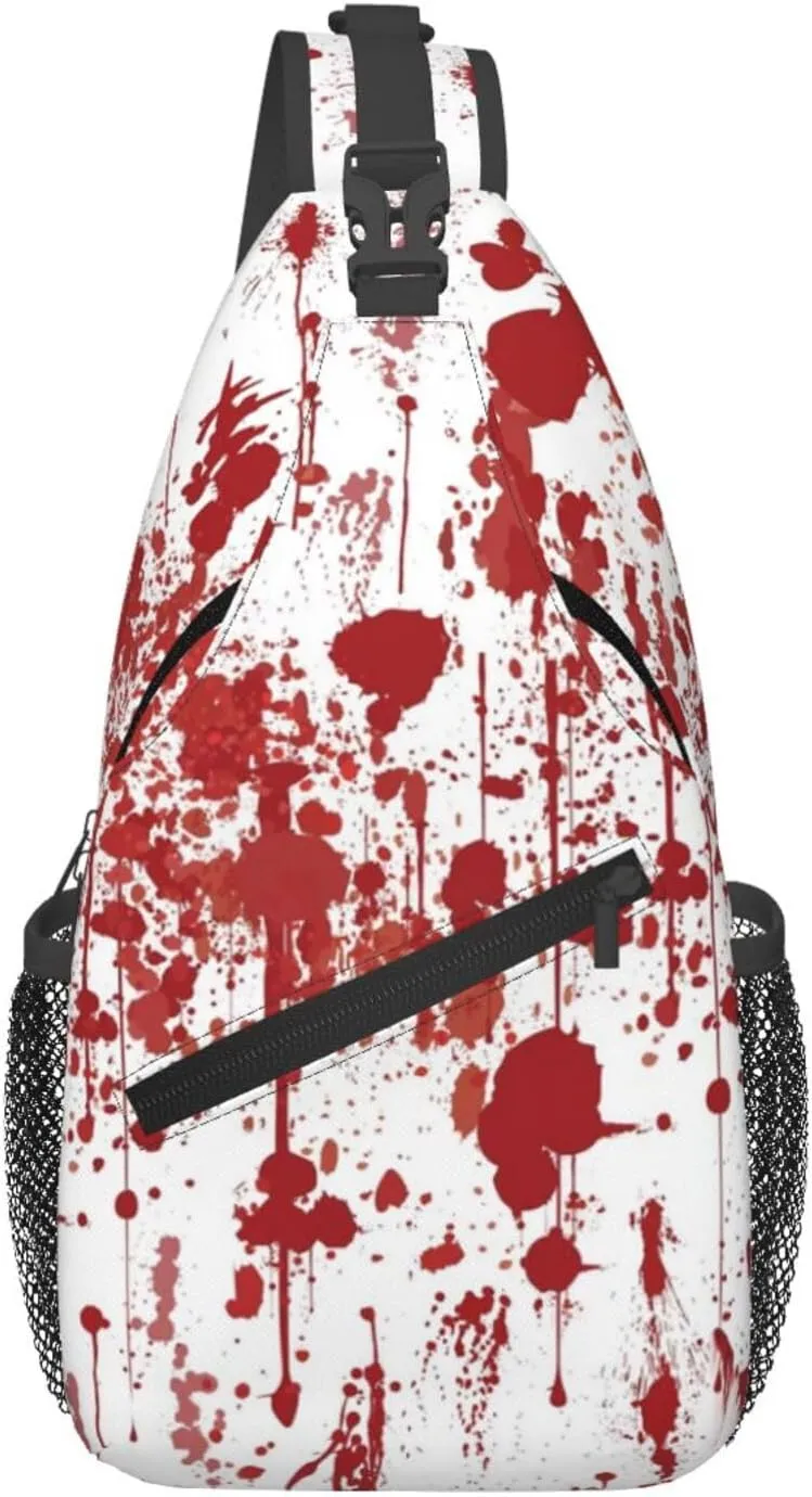 Horror Halloween Sling Backpack,Cute Ghost Pumpkin Crossbody Shoulder Backpack Adjustable Sling Bag for Men Women