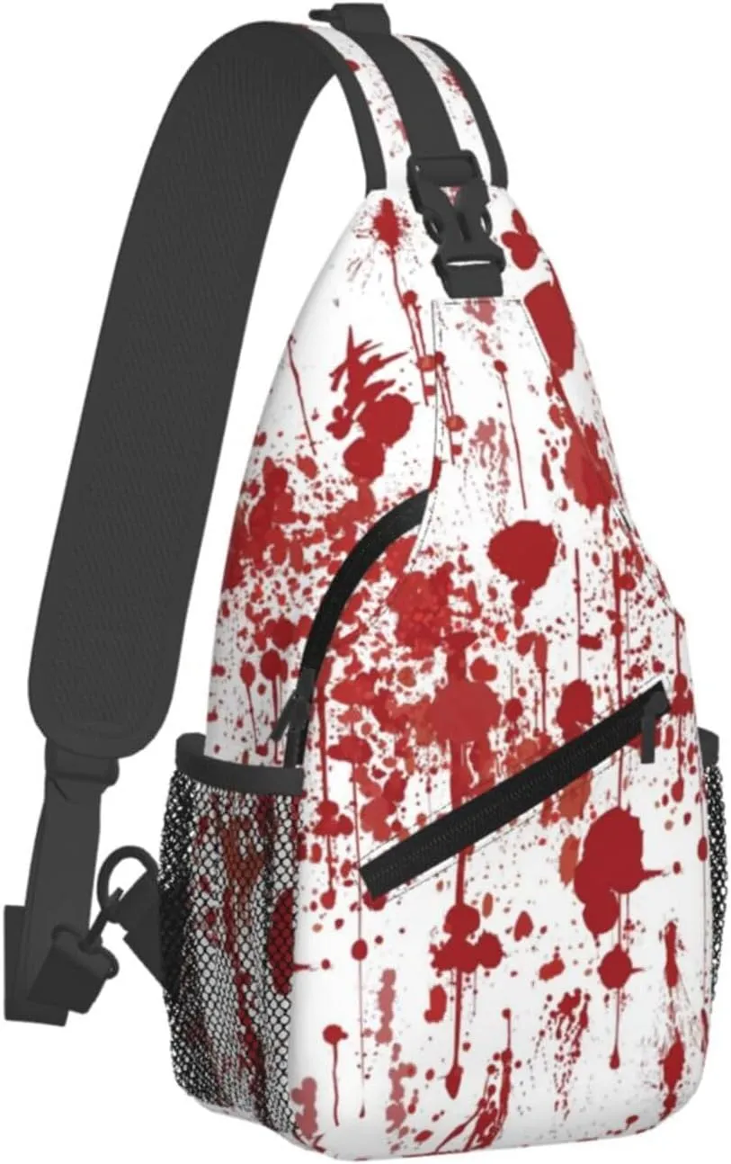 Horror Halloween Sling Backpack,Cute Ghost Pumpkin Crossbody Shoulder Backpack Adjustable Sling Bag for Men Women