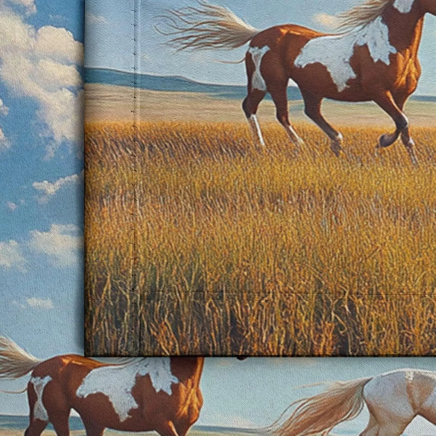 Horse Blackout Window Curtains 108 inch Long 2 Panels Grassland Running Animal Horse Black Out Curtains Thermal Insulated Grommet Window Drapes for Bedroom Living Room Kitchen, 52Wx108L