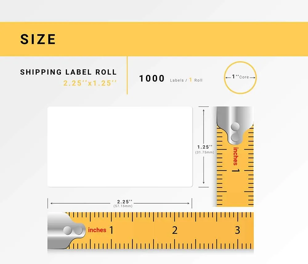 HOUSELABELS 2.25" x 1.25" Address Labels on 1" Core with Removable Adhesive Compatible with Zebra and Rollo Printers, 50 Rolls / 1,000 Labels per Roll