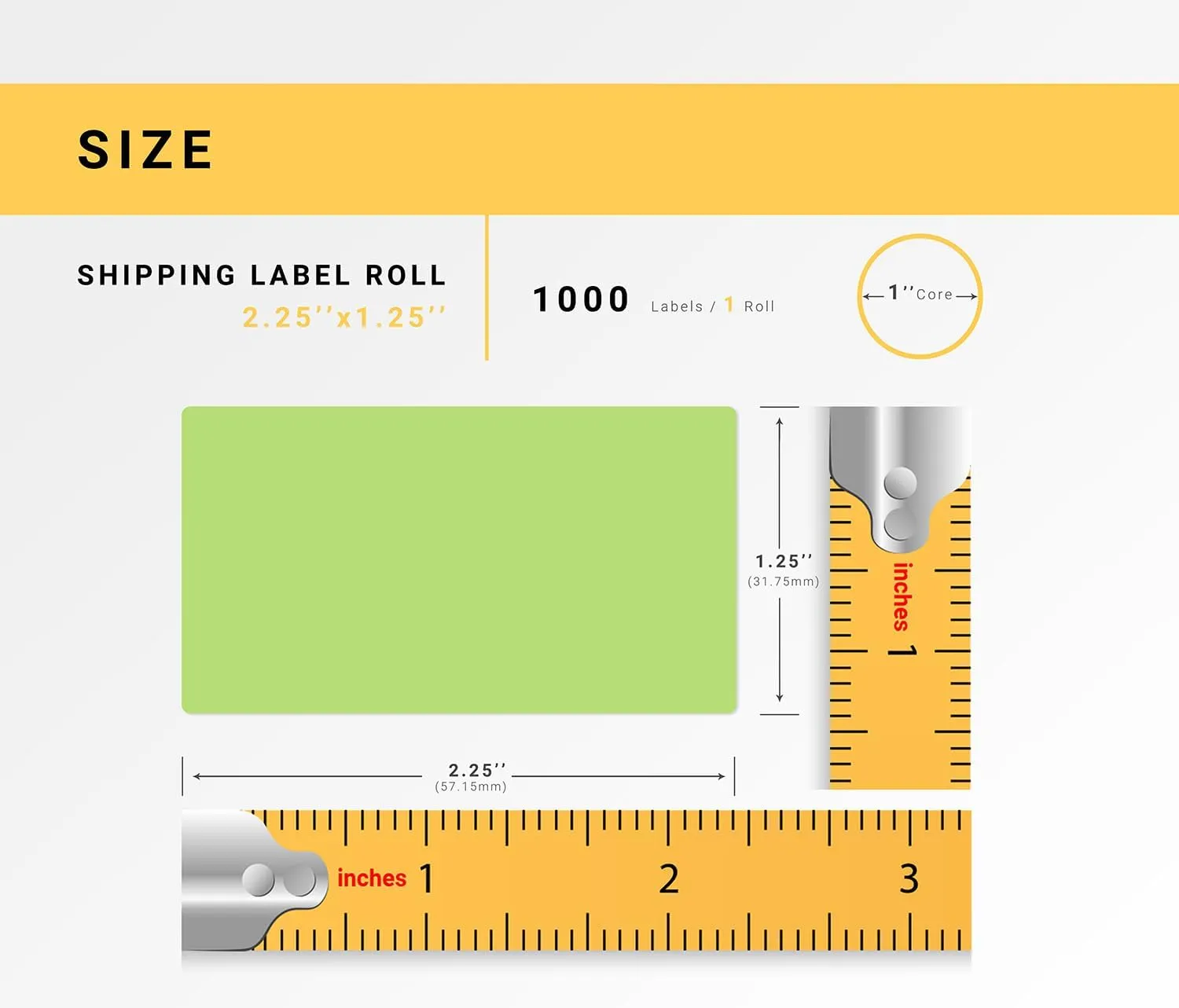 HOUSELABELS 2.25" x 1.25" Green Address Labels on 1" Core Compatible with Zebra and Rollo Printers, 28 Rolls / 1,000 Labels per Roll