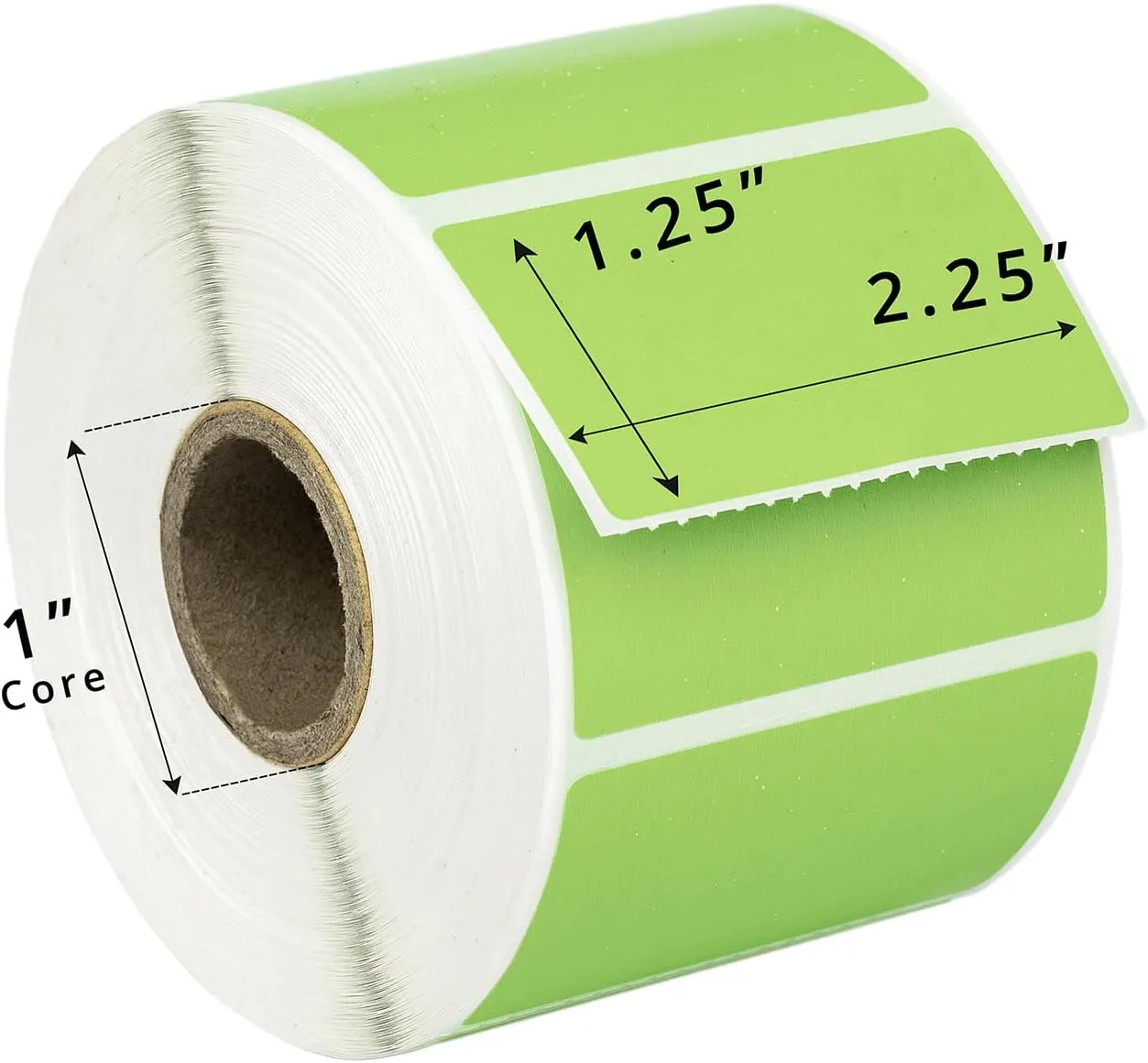 HOUSELABELS 2.25" x 1.25" Green Address Labels on 1" Core Compatible with Zebra and Rollo Printers, 28 Rolls / 1,000 Labels per Roll
