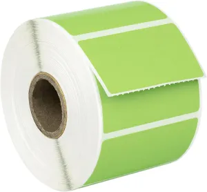 HOUSELABELS 2.25" x 1.25" Green Address Labels on 1" Core Compatible with Zebra and Rollo Printers, 28 Rolls / 1,000 Labels per Roll