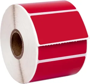 HOUSELABELS 2.25" x 1.25" Red Address Labels on 1" Core Compatible with Zebra and Rollo Printers, 6 Rolls / 1,000 Labels per Roll