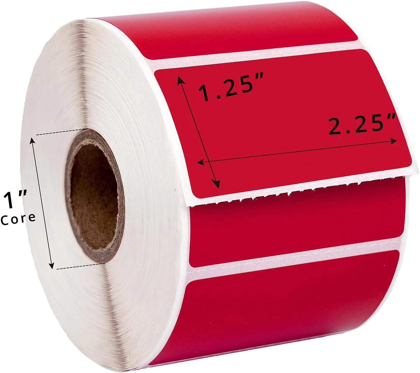 HOUSELABELS 2.25" x 1.25" Red Address Labels on 1" Core Compatible with Zebra and Rollo Printers, 6 Rolls / 1,000 Labels per Roll