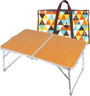HUANGANG Light Weight Camping Table Portable Folding Beach Table Bamboos Desktop Folding Picnics Tables with Carry Handle
