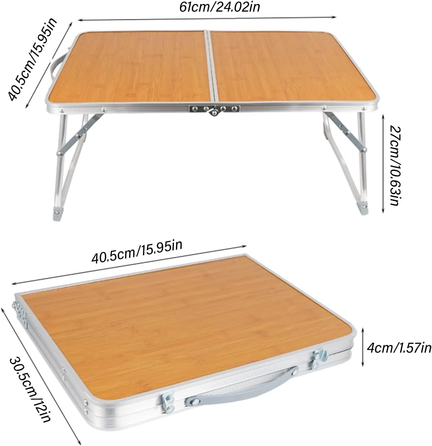 HUANGANG Light Weight Camping Table Portable Folding Beach Table Bamboos Desktop Folding Picnics Tables with Carry Handle