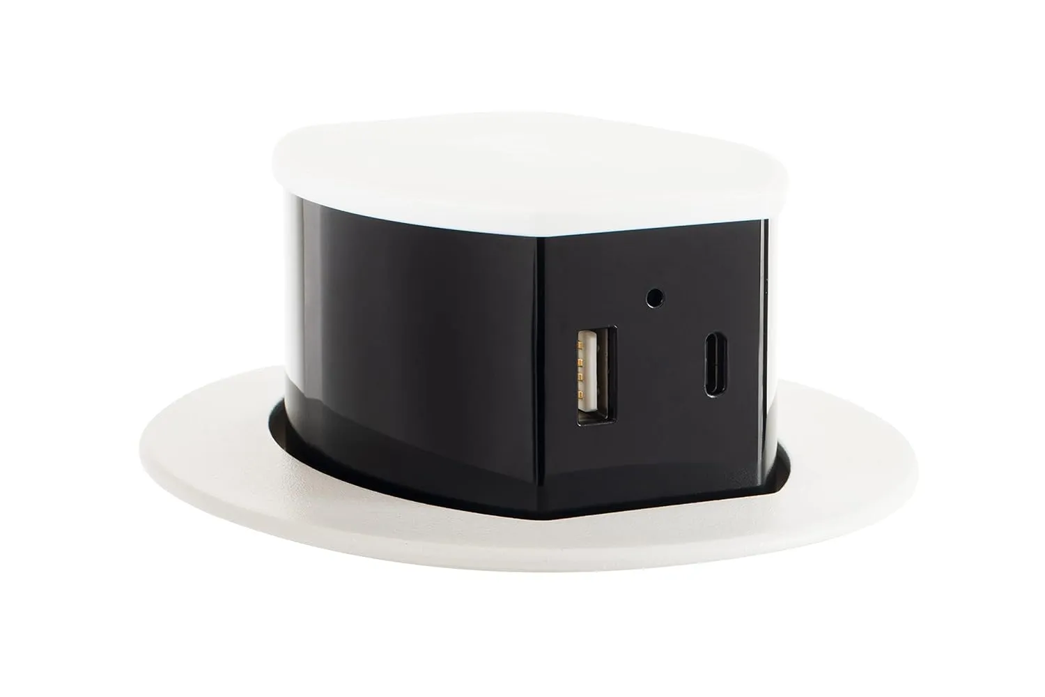 Hubbell RCT Tri-Power Countertop Pop Up - Wireless Charging, USB-A USB-C (White, 20 Amp)