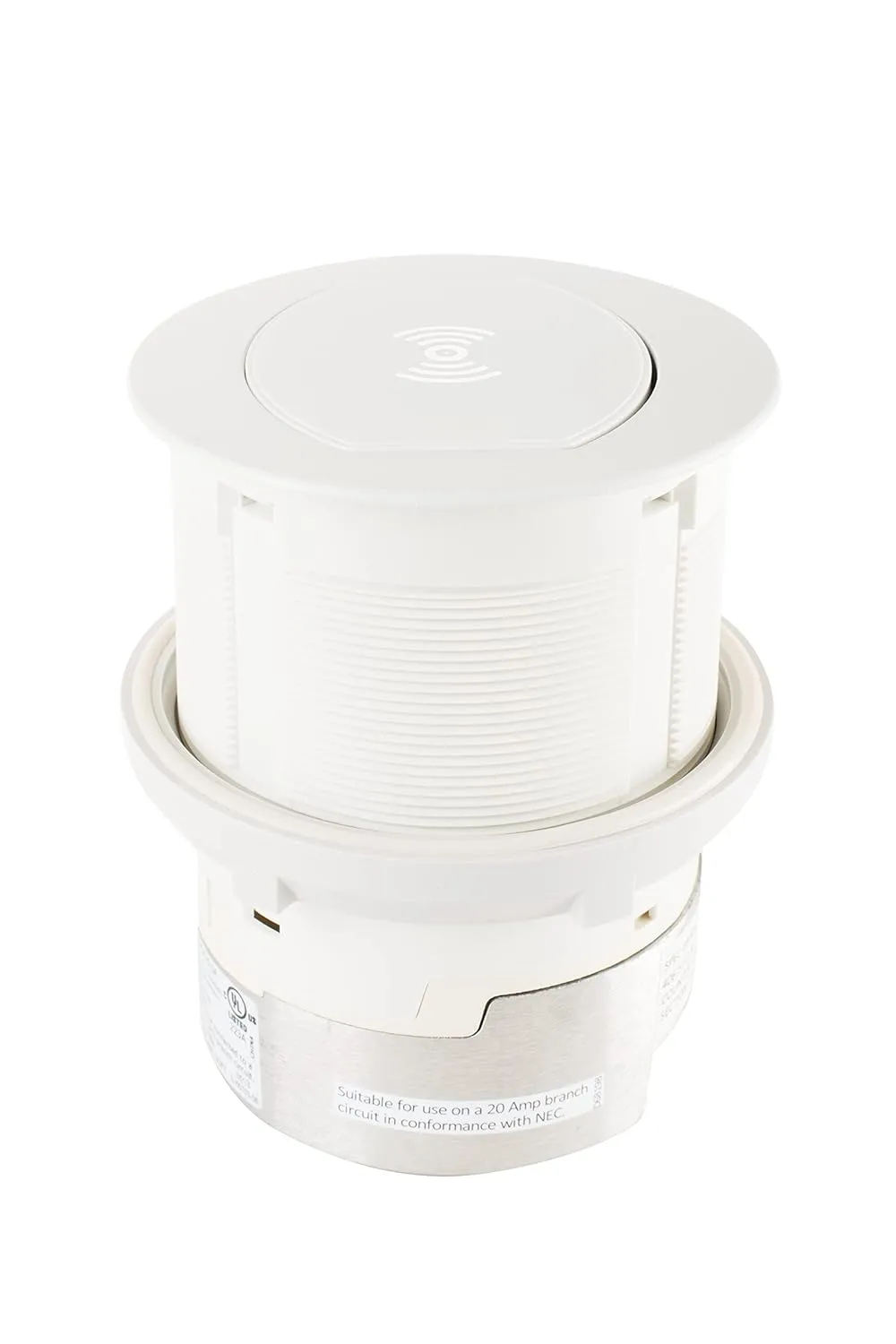 Hubbell RCT Tri-Power Countertop Pop Up - Wireless Charging, USB-A USB-C (White, 20 Amp)