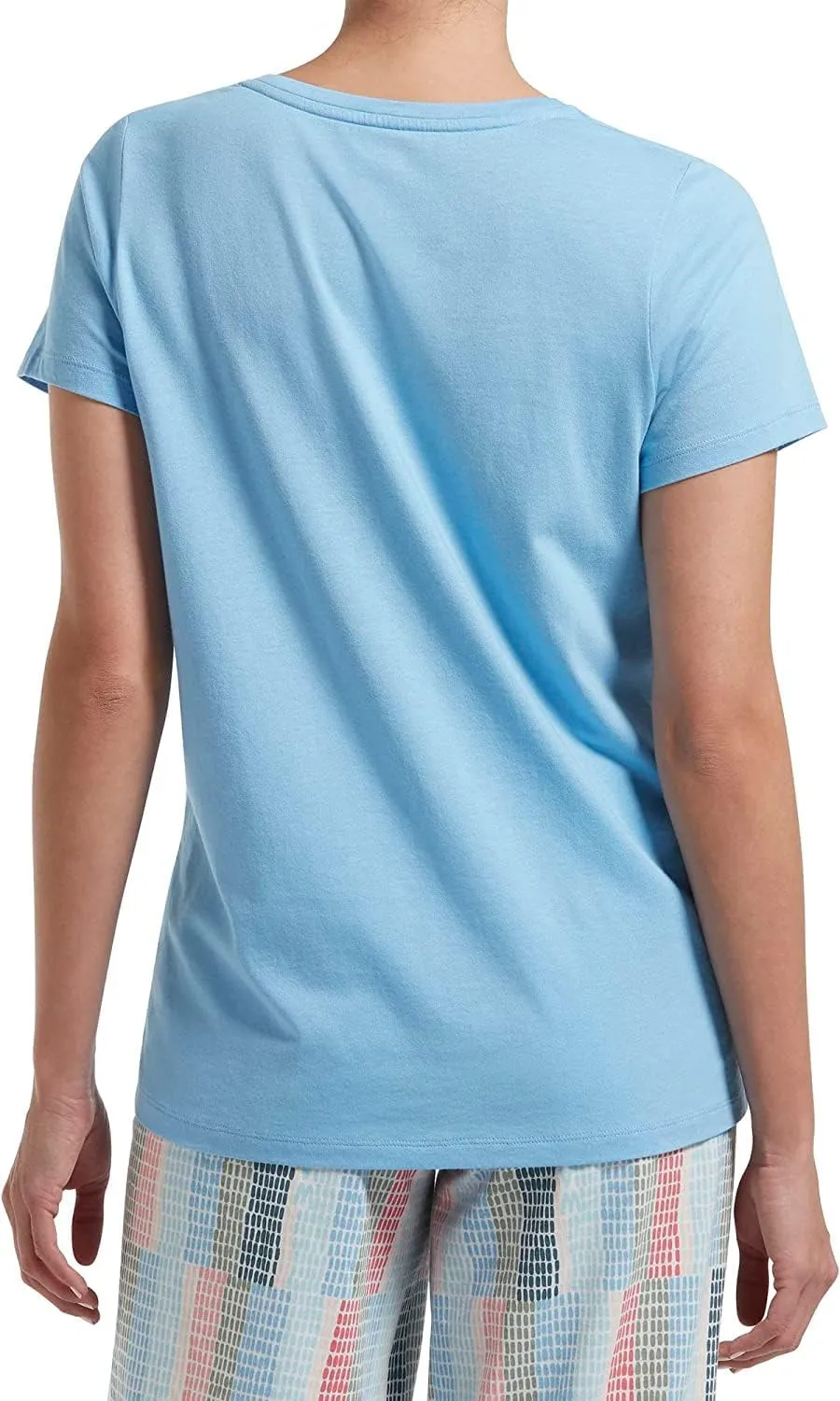 HUE Women's Sleepwell Basic Short Sleeve V-Neck T-Shirt for Lounging Or Sleeping, Made with Temperature Regulating Technology