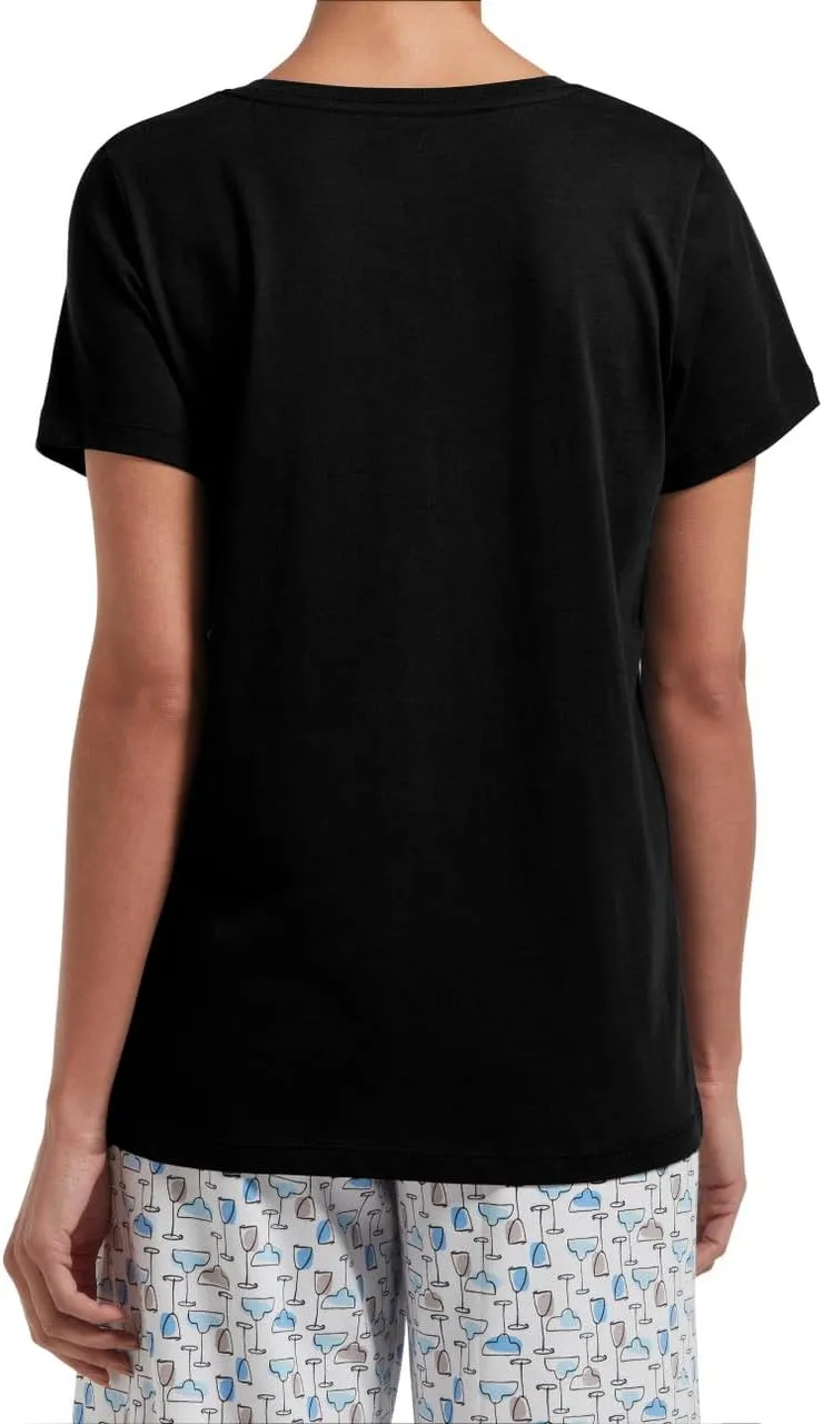 HUE Women's Sleepwell Basic Short Sleeve V-Neck T-Shirt for Lounging Or Sleeping, Made with Temperature Regulating Technology