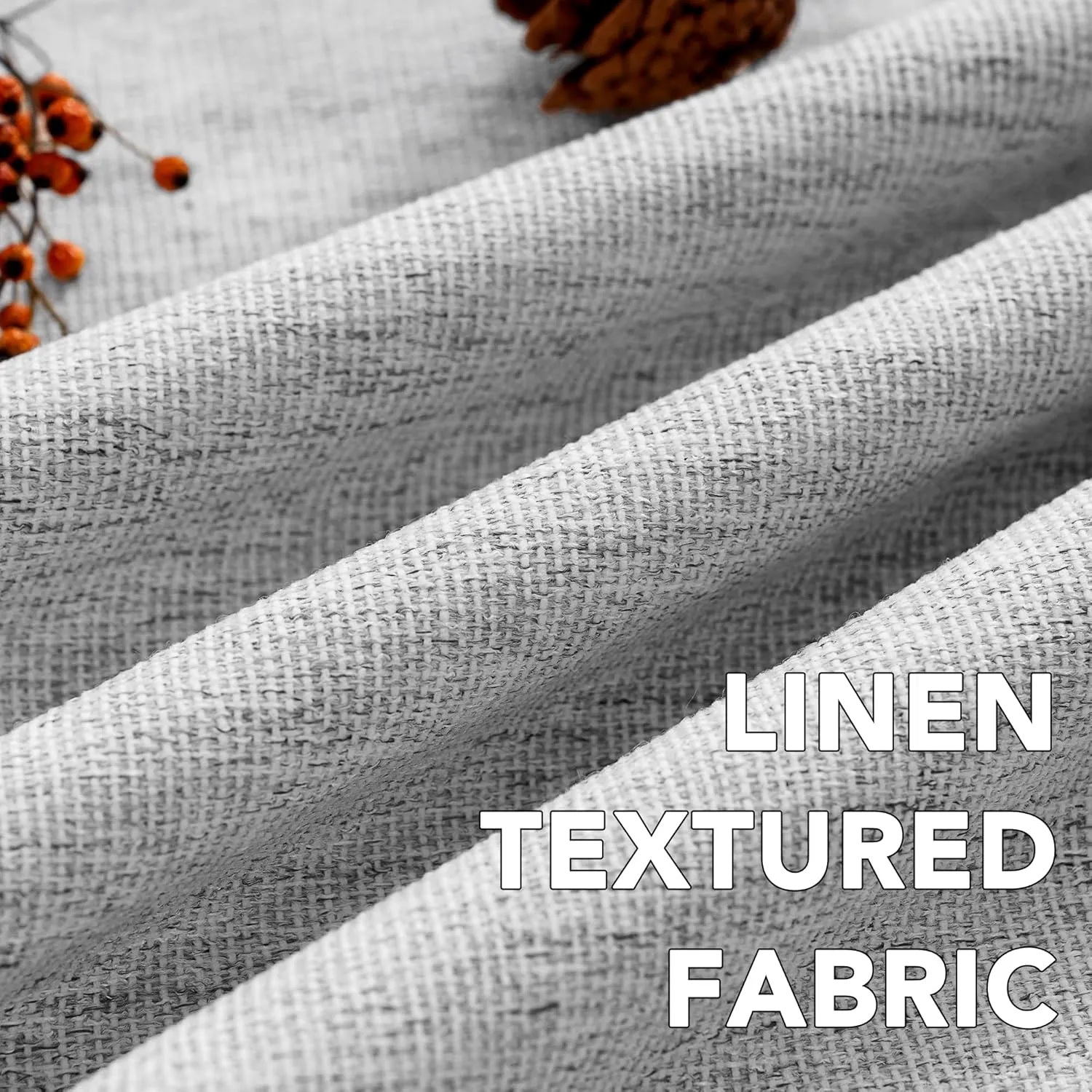 H.VERSAILTEX Pinch Pleated Full Blackout Curtains Linen Blended Chenille Blackout Curtains 84 inch Length 2 Panels Set Thermal Insulated Farmhouse Neutral Track Drapes with Hooks, Heather Glacier Gray
