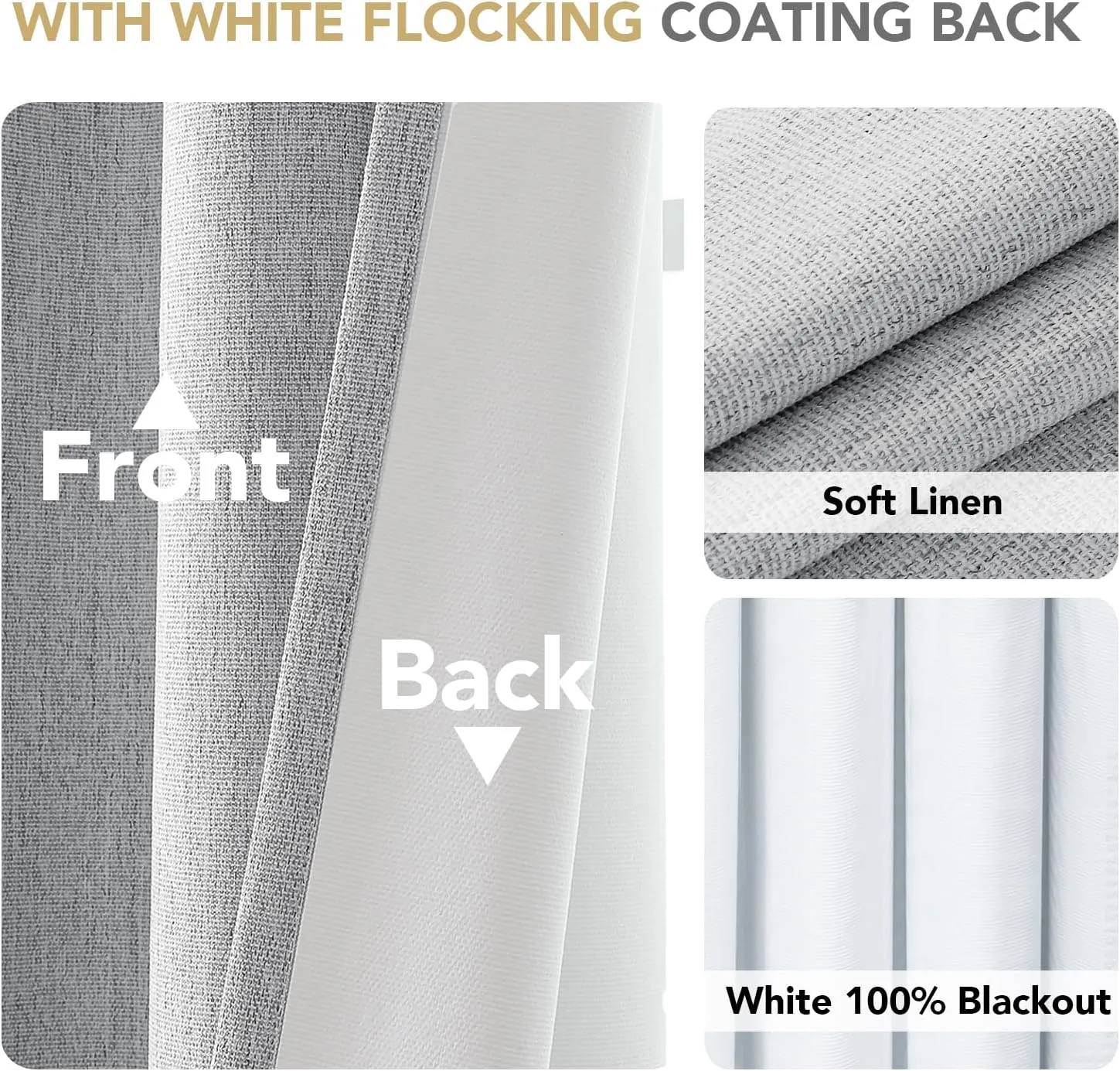 H.VERSAILTEX Pinch Pleated Full Blackout Curtains Linen Blended Chenille Blackout Curtains 84 inch Length 2 Panels Set Thermal Insulated Farmhouse Neutral Track Drapes with Hooks, Heather Glacier Gray