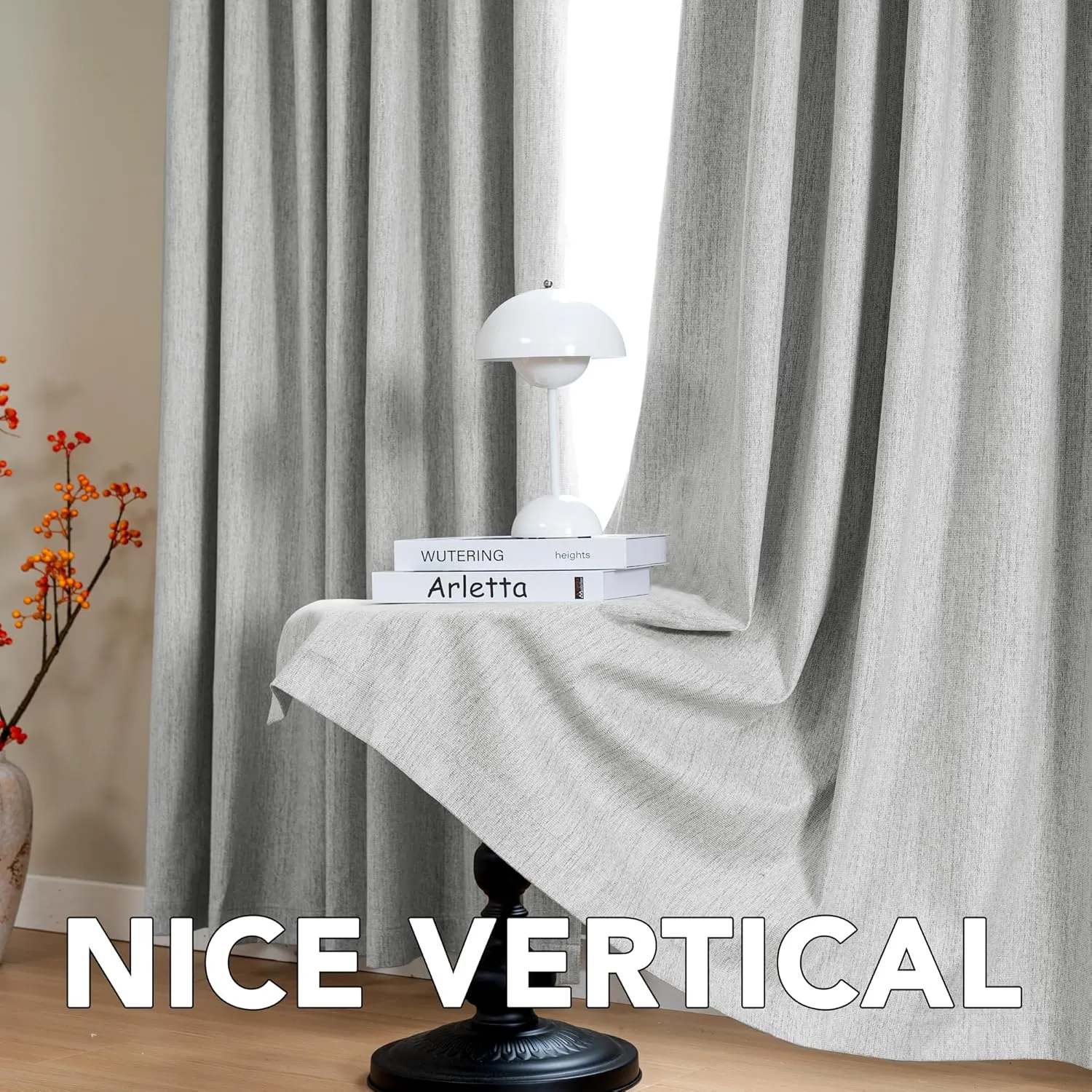 H.VERSAILTEX Pinch Pleated Full Blackout Curtains Linen Blended Chenille Blackout Curtains 84 inch Length 2 Panels Set Thermal Insulated Farmhouse Neutral Track Drapes with Hooks, Heather Glacier Gray