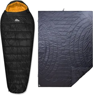 iClimb 1 3M Thinsulate Insulation Warm Camping Blanket and 1 3M Thinsulate Insulation Sleeping Bag Bundle, Ultralight Compact for Single Adult Outdoor Backpacking Camping Hiking Motorcycling