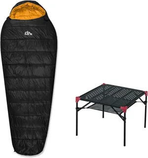 iClimb 1 Extendable Table and 1 3M Thinsulate Insulation Sleeping Bag Bundle, Ultralight Compact for Adults Outdoor Backpacking Camping Hiking Beach