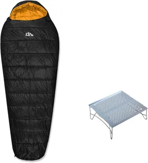 iClimb 1 Solo Mini Folding Table and 1 3M Thinsulate Insulation Sleeping Bag Bundle, Ultralight Compact for Adults Backpacking Camping Hiking Motorcycling Outdoor