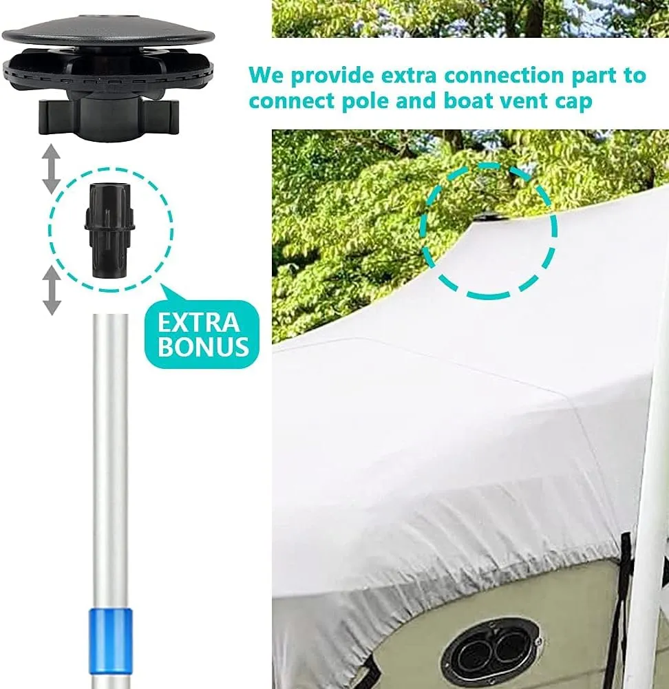iCOVER Boat Cover Support Pole-Height Adjustable Aluminum Telescoping Pole and Webbing Strap Prevent Water from Sagging