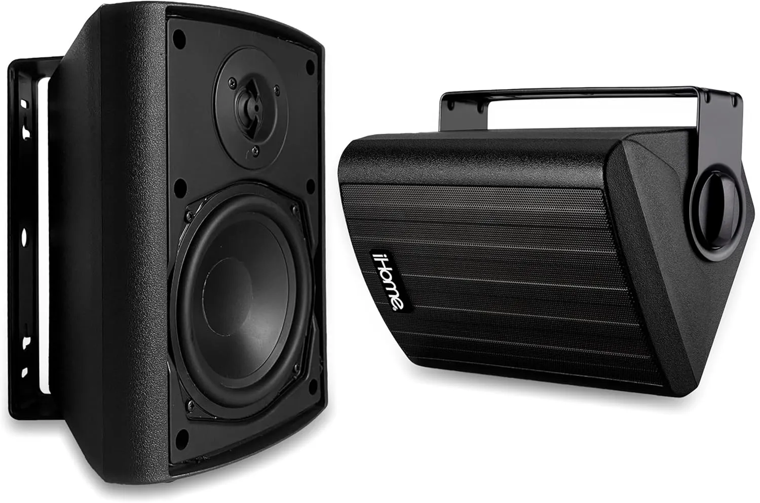 iHome IHSI-W400BT-PR-BLK Bluetooth 4-Inch 100W Weatherproof Speakers, Indoor/Outdoor, Wall/Ceiling Mount, Surround Sound, Pair - Ideal for Home Parties