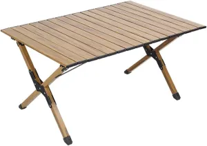 Imitation Wood Aluminum Table Folding Aluminum Alloy Camping Family Picnic Table, 88cm*58cm