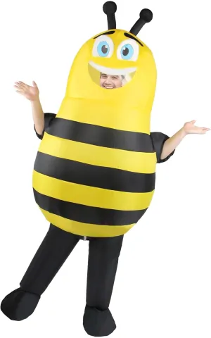 Inflatable Bee Costume Adult Men Women Outfit Unisex Onesie Full Body Bumble Bee Funny Costumes Fancy Dress Blow Up Suit for Halloween Holiday Cosplay Parties Animal