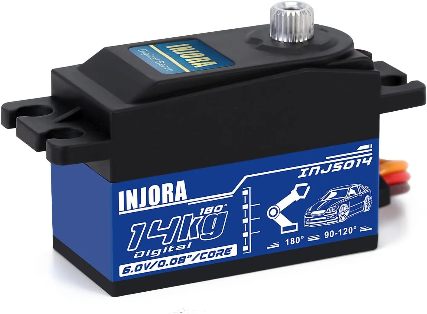 INJORA RC Digital Servo 14kg Low Profile Servo Metal Digital Core High Torque Servo for 1/10 1/12 RC Vehicles On-Road Touring Drift Car Helicopter Model