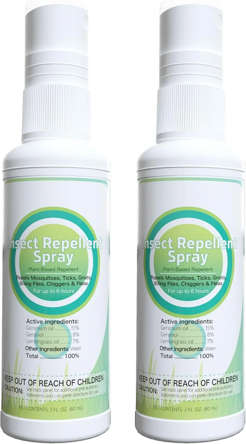 Insect Repellent Spray for Kids People Skin Bug Spray Travel Size Plant-Based Ingredients to Repel Mosquitoes Outdoor 2fl oz (2 Pack)