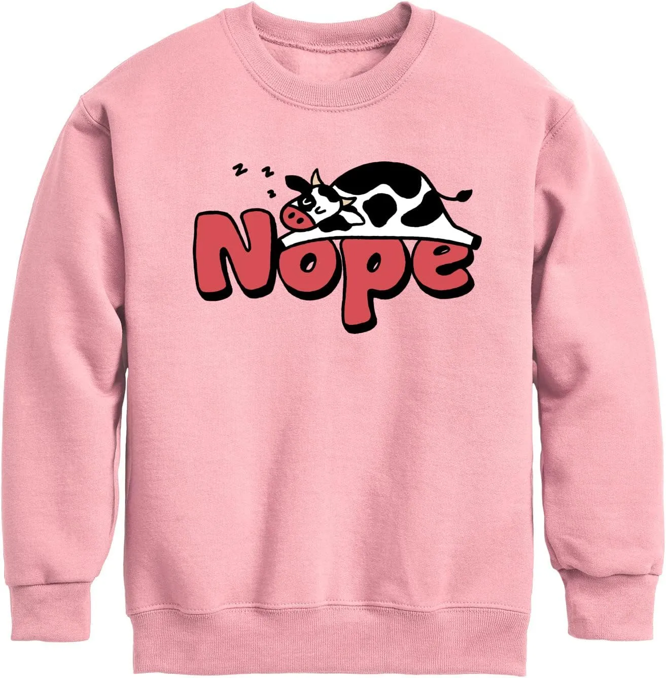 Instant Message - Nope Sleeping Cow - Toddler & Youth Crewneck Fleece Sweatshirt