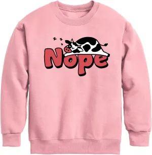 Instant Message - Nope Sleeping Cow - Toddler & Youth Crewneck Fleece Sweatshirt
