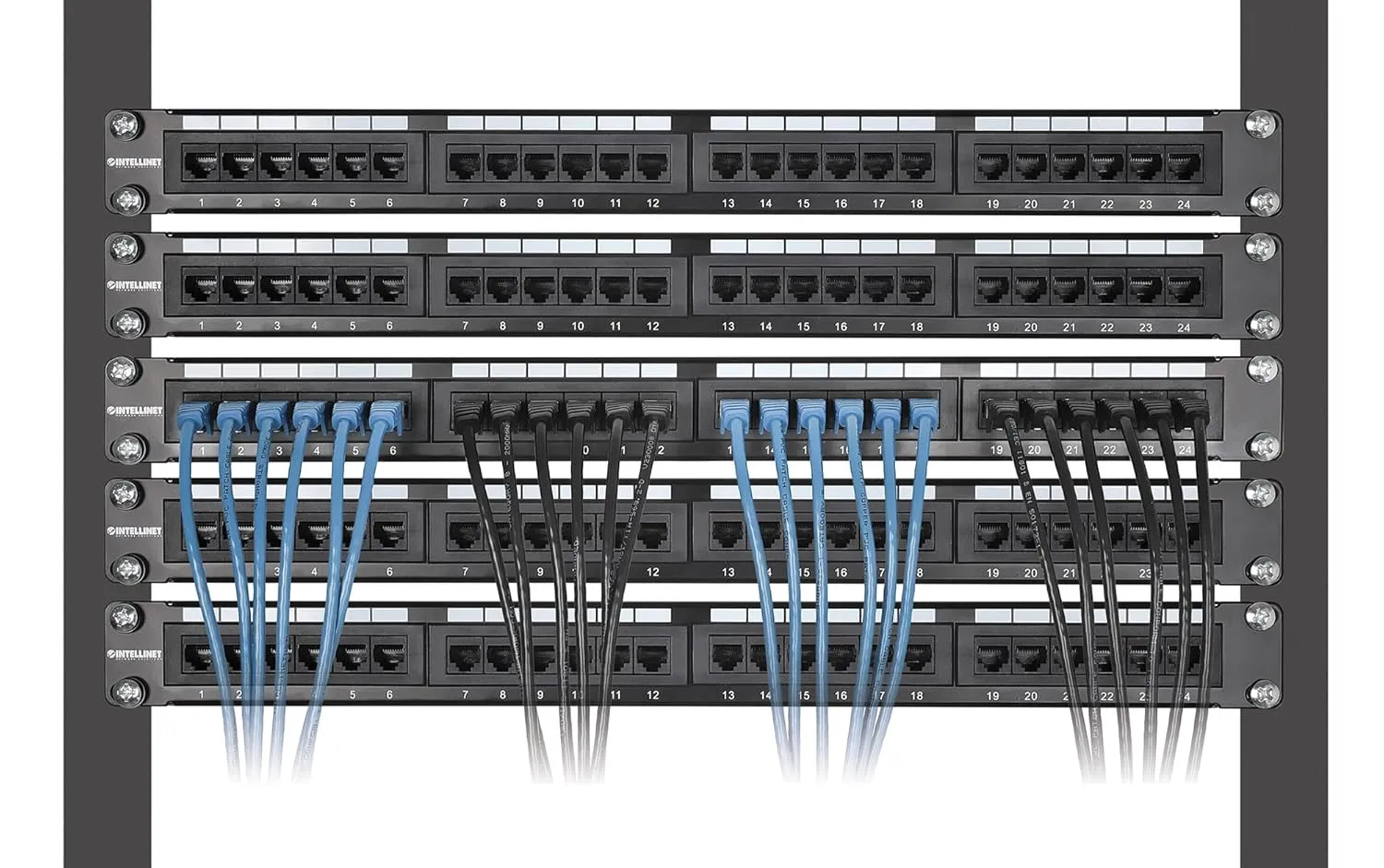 Intellinet Slim Cat8 Ethernet Network Patch Cable – 10-Pack - 40Gbps & 2000MHz, Snagless Boot, 30AWG Pure Bare Copper Wire, Gold-Plated Contacts, Lifetime Mfg Warranty – 5ft, 10 Pack, Black