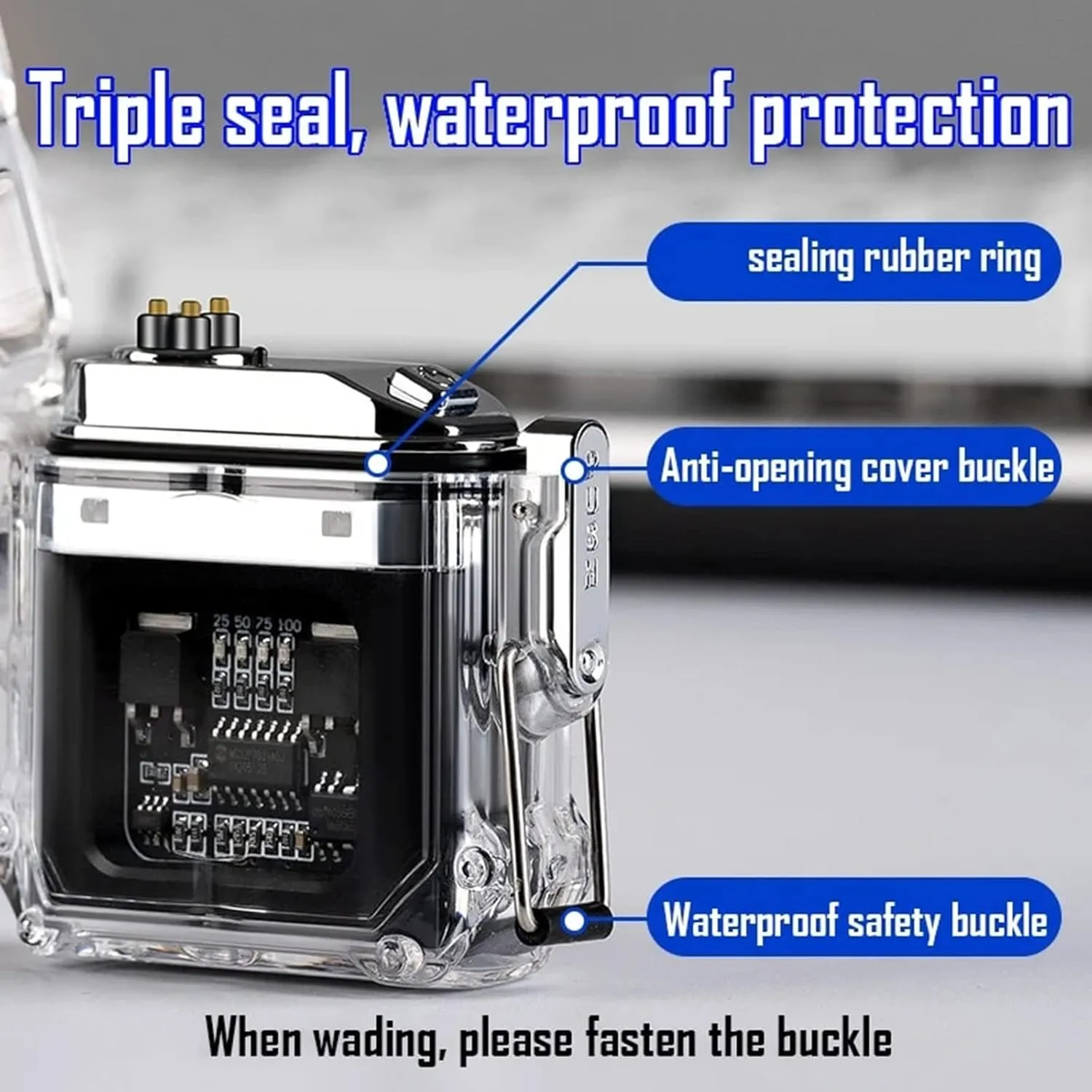IP68 Waterproof & Windproof Electric Lighter Plasma Lighter USB Rechargeable Lighter Dual Arc Lighter with LED Power Display (Orang)