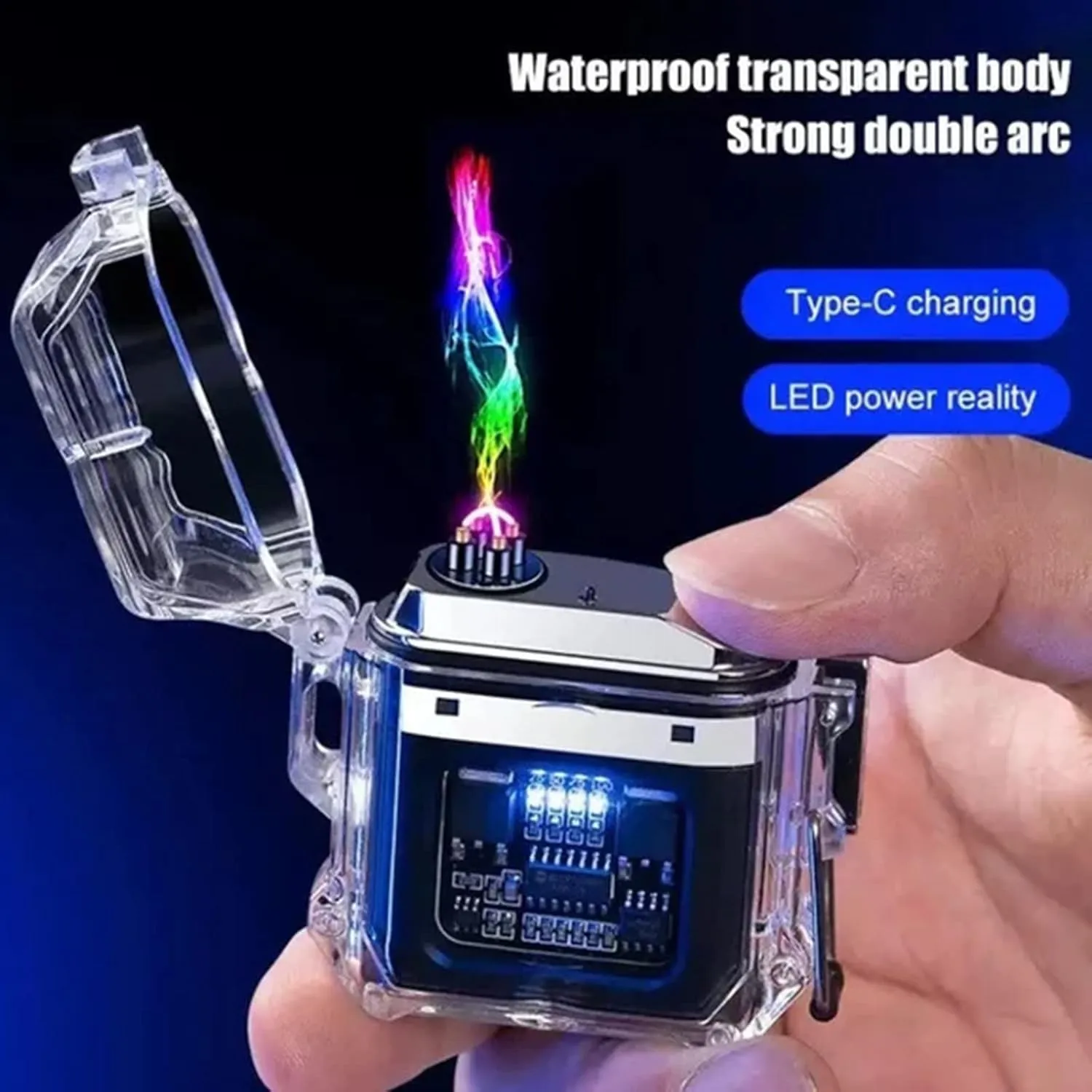 IP68 Waterproof & Windproof Electric Lighter Plasma Lighter USB Rechargeable Lighter Dual Arc Lighter with LED Power Display (Orang)