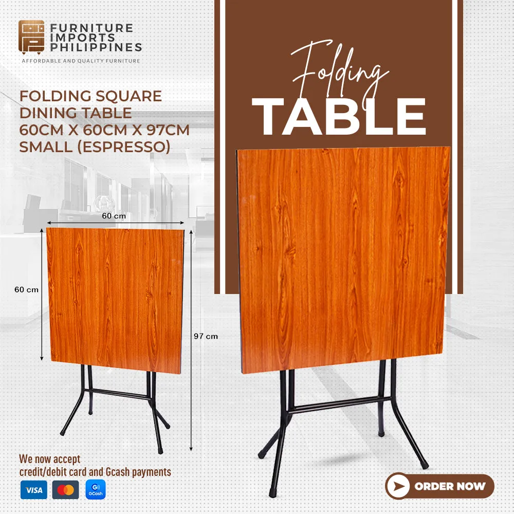 ISLA COMPACT FOLDING TABLE WITH STEEL LEGS – 60X60 CM ROUND OR SQUARE TOP, PORTABLE & DURABLE