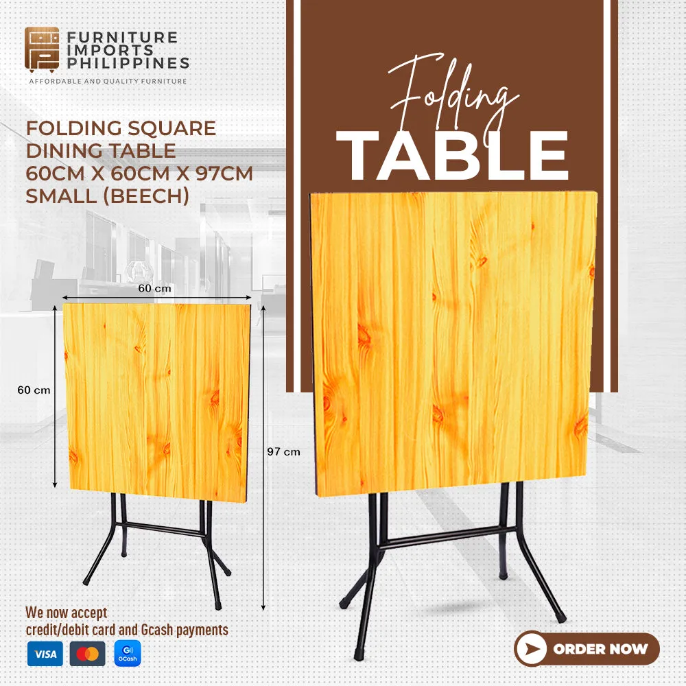 ISLA COMPACT FOLDING TABLE WITH STEEL LEGS – 60X60 CM ROUND OR SQUARE TOP, PORTABLE & DURABLE
