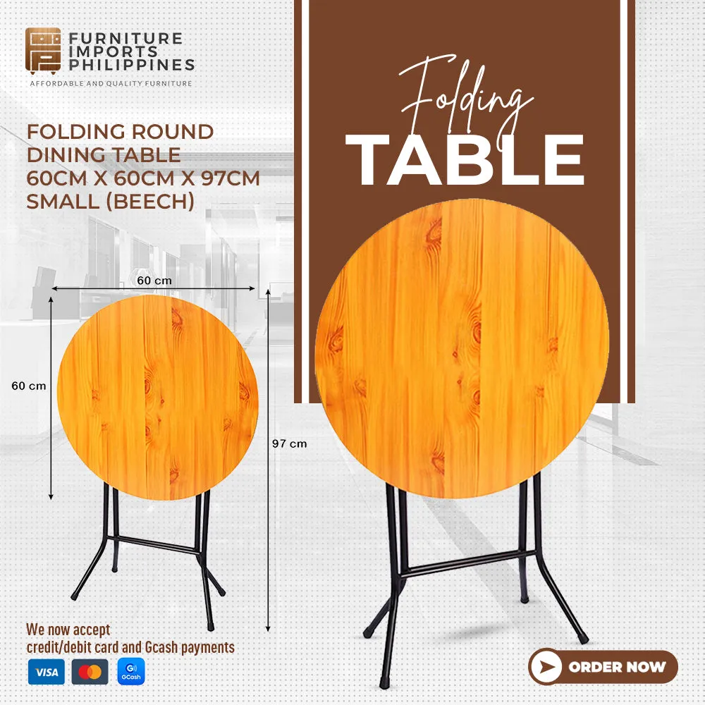 ISLA COMPACT FOLDING TABLE WITH STEEL LEGS – 60X60 CM ROUND OR SQUARE TOP, PORTABLE & DURABLE