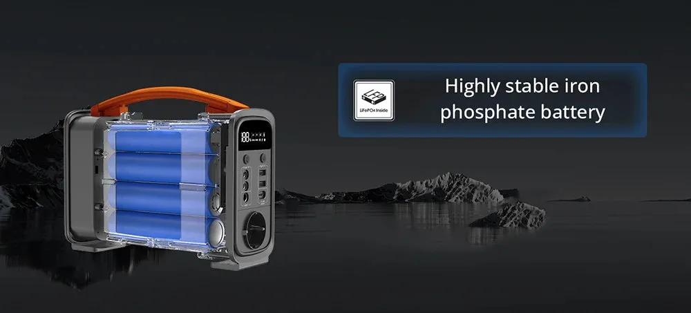 JustNow GT240 Pro 240W Portable Power Station, 320Wh LiFePO4 Battery Solar Generator, PD 60W Fast Charging, LED Light, 6 Outputs