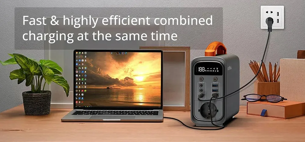 JustNow GT240 Pro 240W Portable Power Station, 320Wh LiFePO4 Battery Solar Generator, PD 60W Fast Charging, LED Light, 6 Outputs