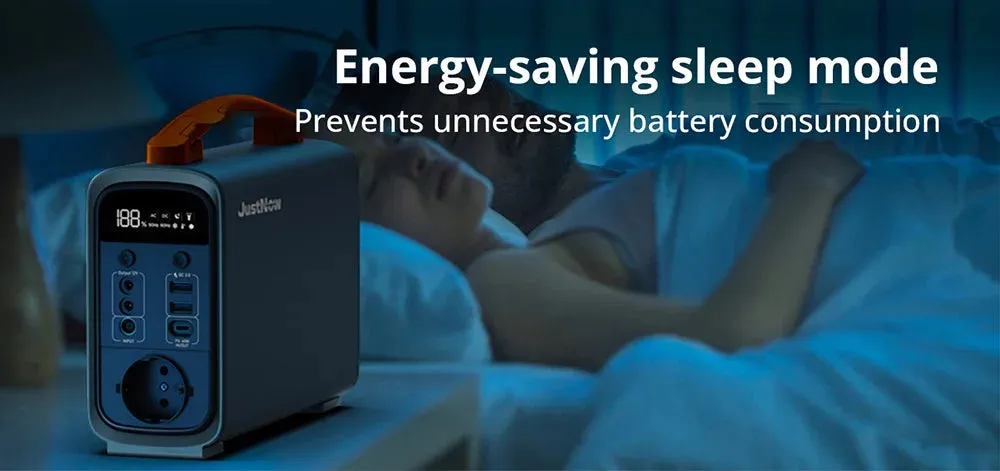JustNow GT240 Pro 240W Portable Power Station, 320Wh LiFePO4 Battery Solar Generator, PD 60W Fast Charging, LED Light, 6 Outputs