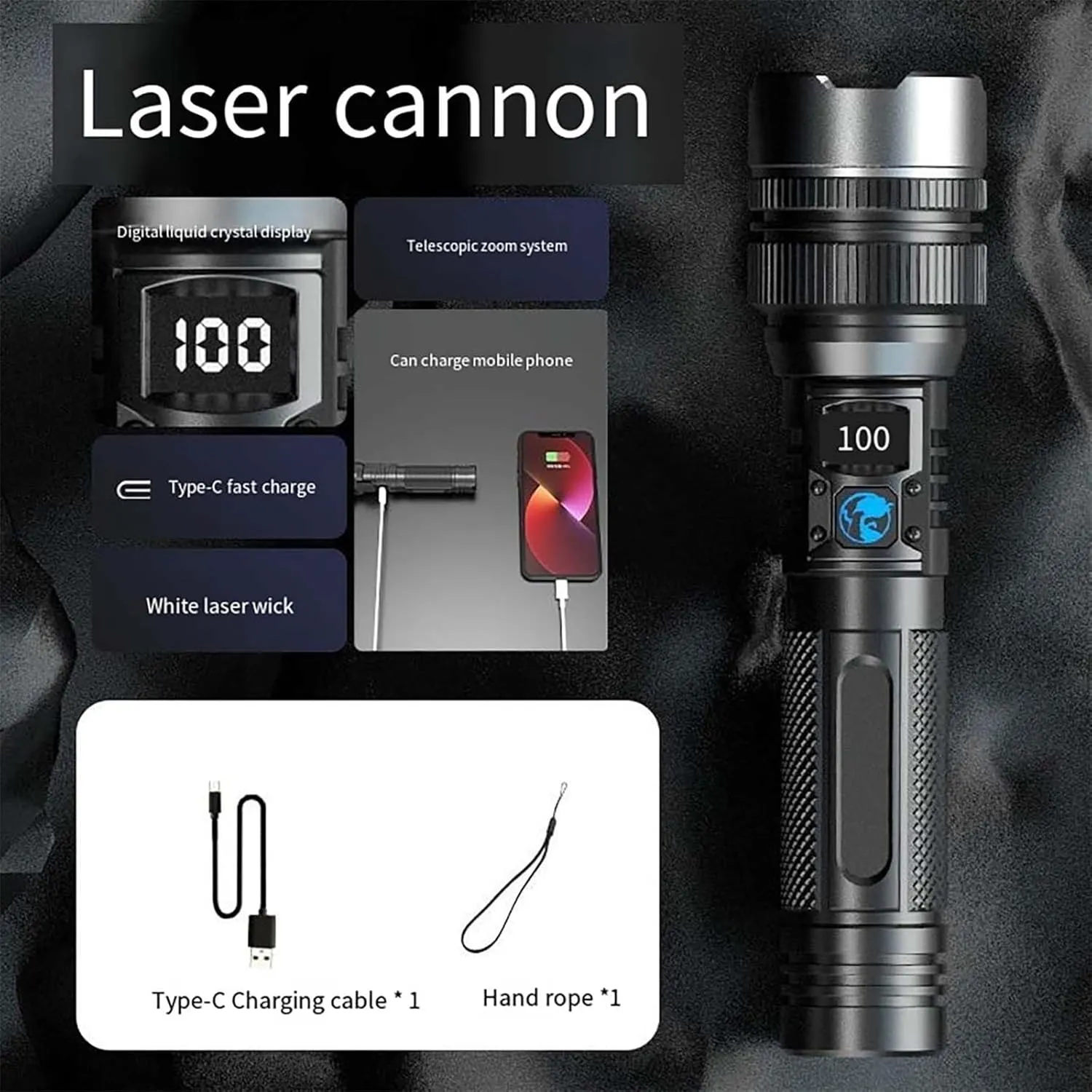 Juyafio Powerful Flashlight 150000 Lumens, USB Rechargeable Waterproof, Super Bright Xhp70.2 Handheld Flashlight, Zoomable Torch for Camping Hiking Biking Home Emergency (2Pcs)