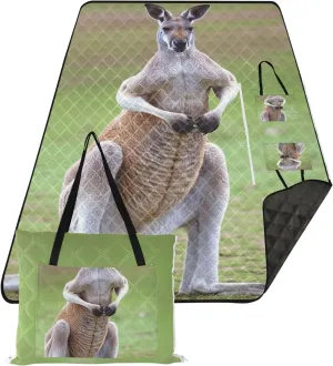 Kangaroo Boxing Picnic Supplies Foldable Mat Oversized Beach Blanket Waterproof Outdoor Blanket Camping Mat 80" x 60"
